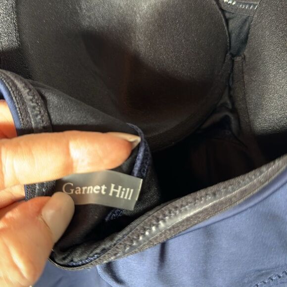 Garnet Hill Ruched Bandeau One Piece Navy bathing Suit. Size 4. - Picture 8 of 9